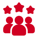 Red people icons with three red stars.